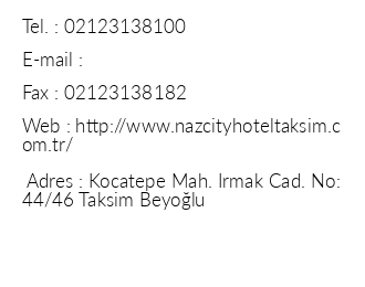 Naz City Hotel iletiim bilgileri